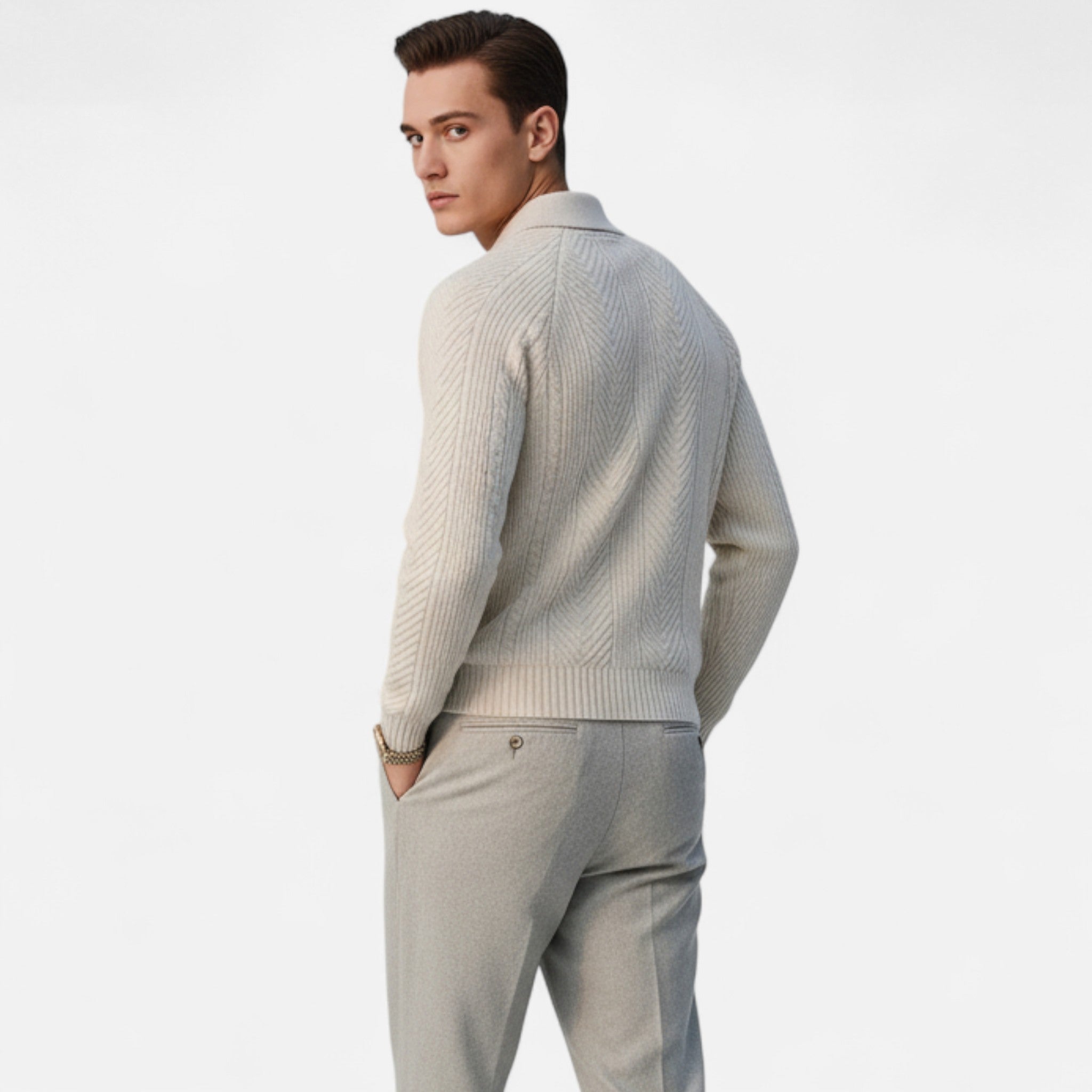 Vellardo Moda | Men's Retro Sweater with Semi-Open Neckline – Style and Warmth in One