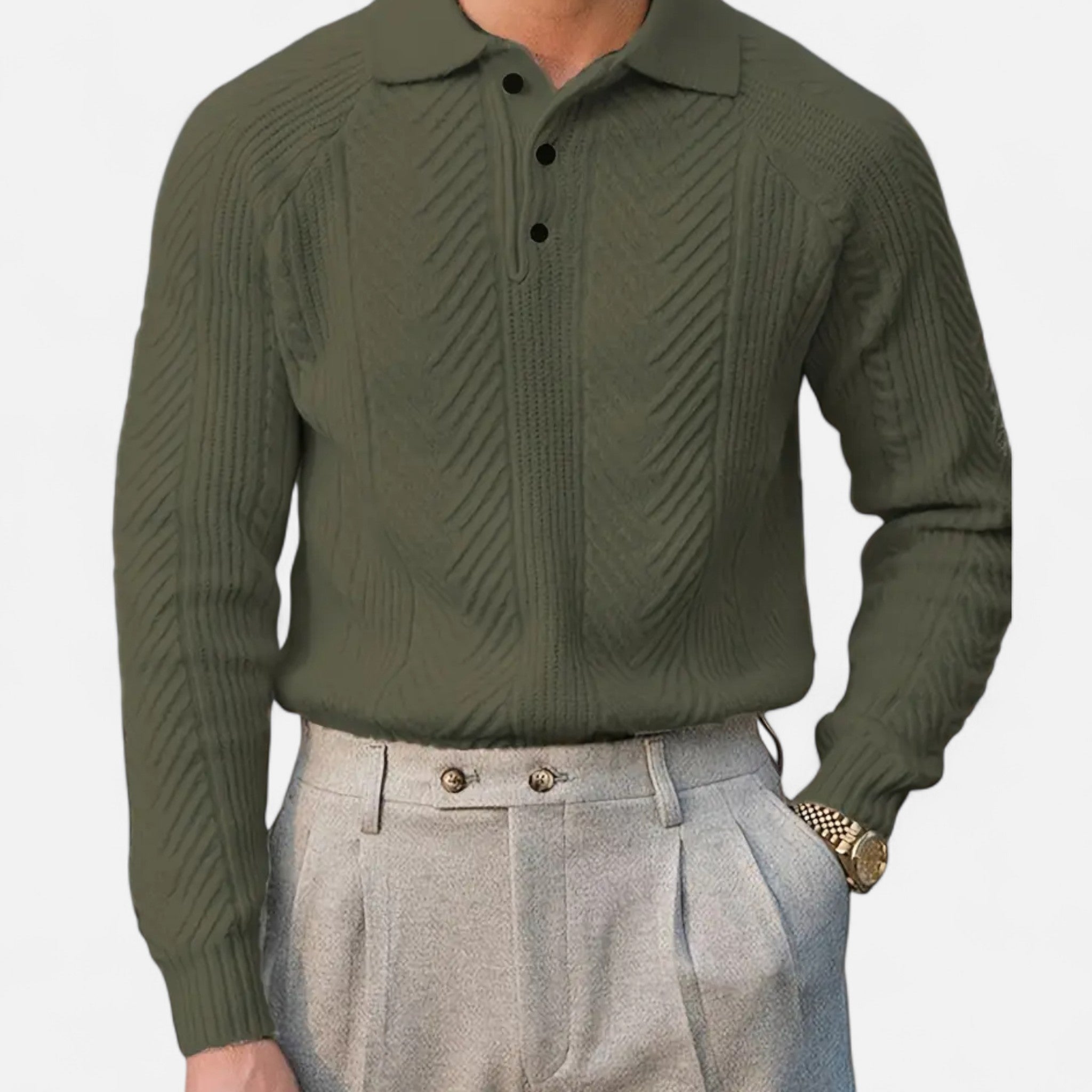 Vellardo Moda | Men's Retro Sweater with Semi-Open Neckline – Style and Warmth in One