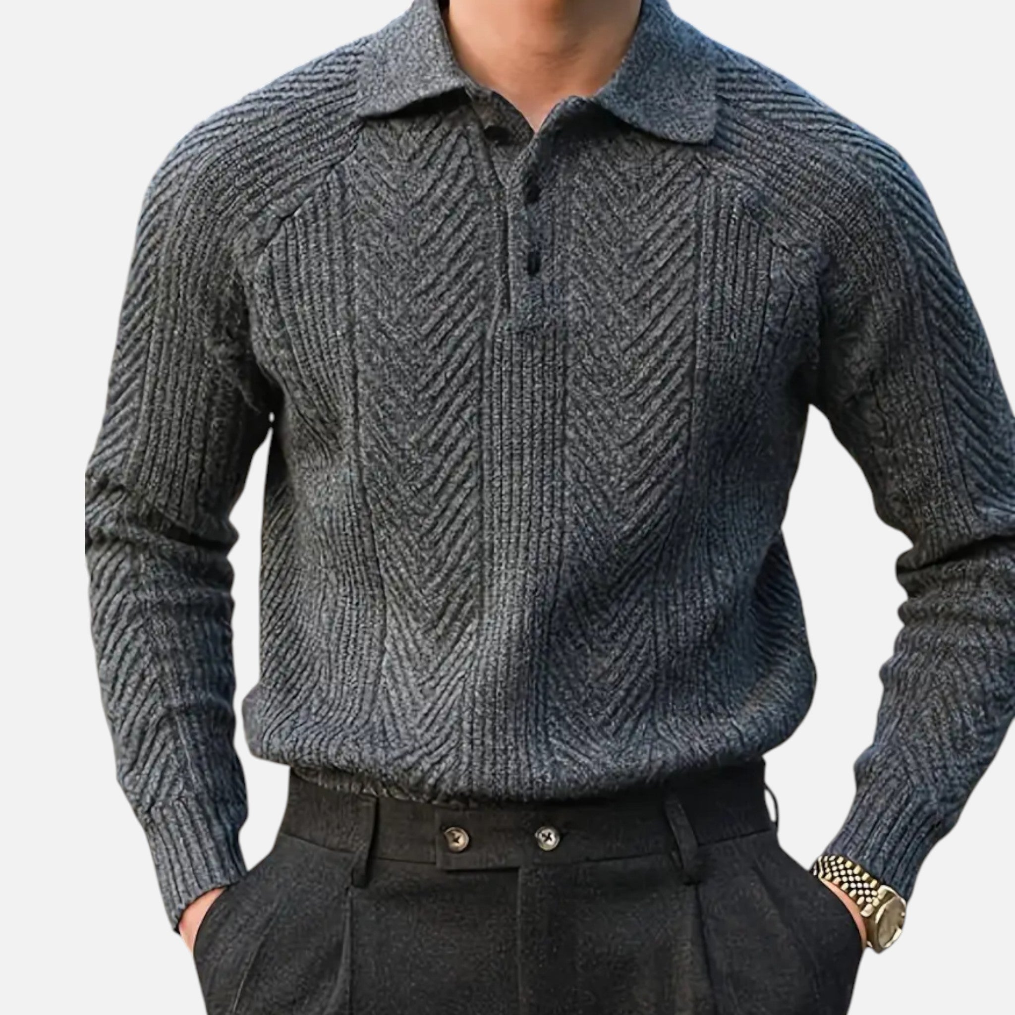 Vellardo Moda | Men's Retro Sweater with Semi-Open Neckline – Style and Warmth in One