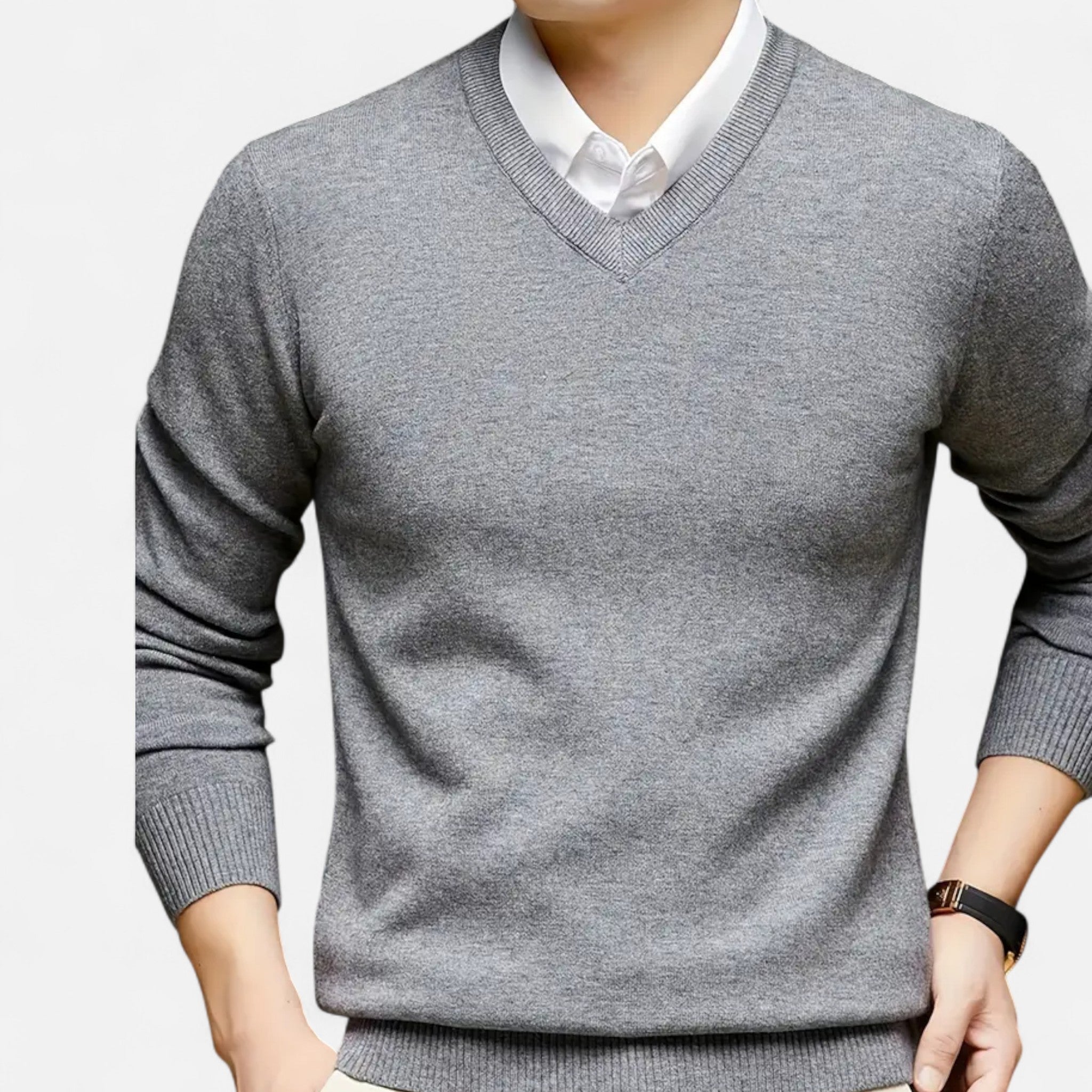 Vellardo Moda | Men's V-Neck Sweater – Brown Classic