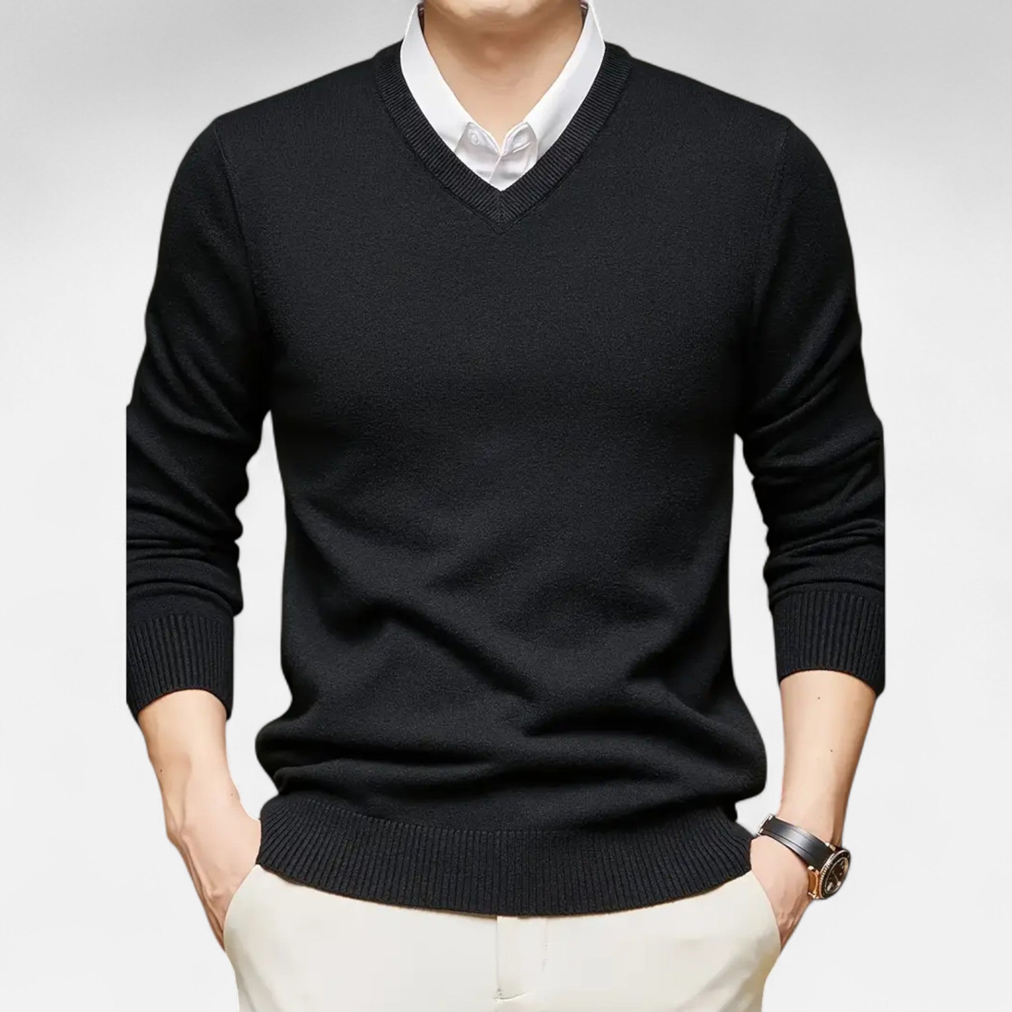 Vellardo Moda | Men's V-Neck Sweater – Brown Classic