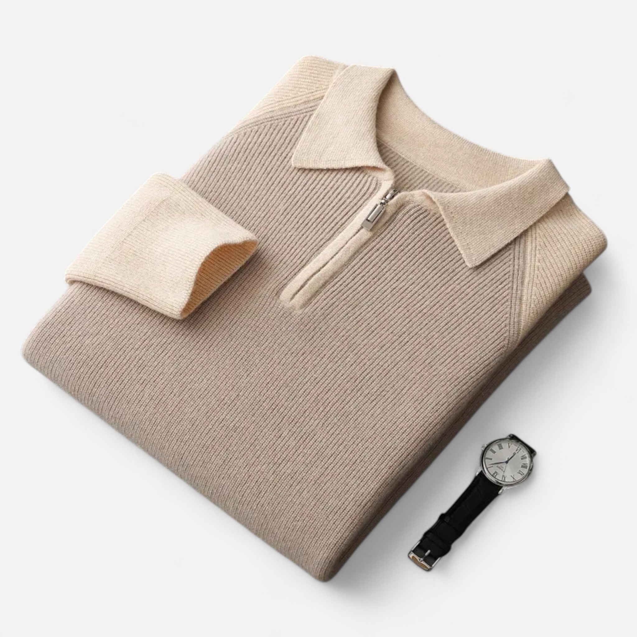 Vellardo Moda | Men's Half-Zip Sweater – Contrasting Elegance and Comfort