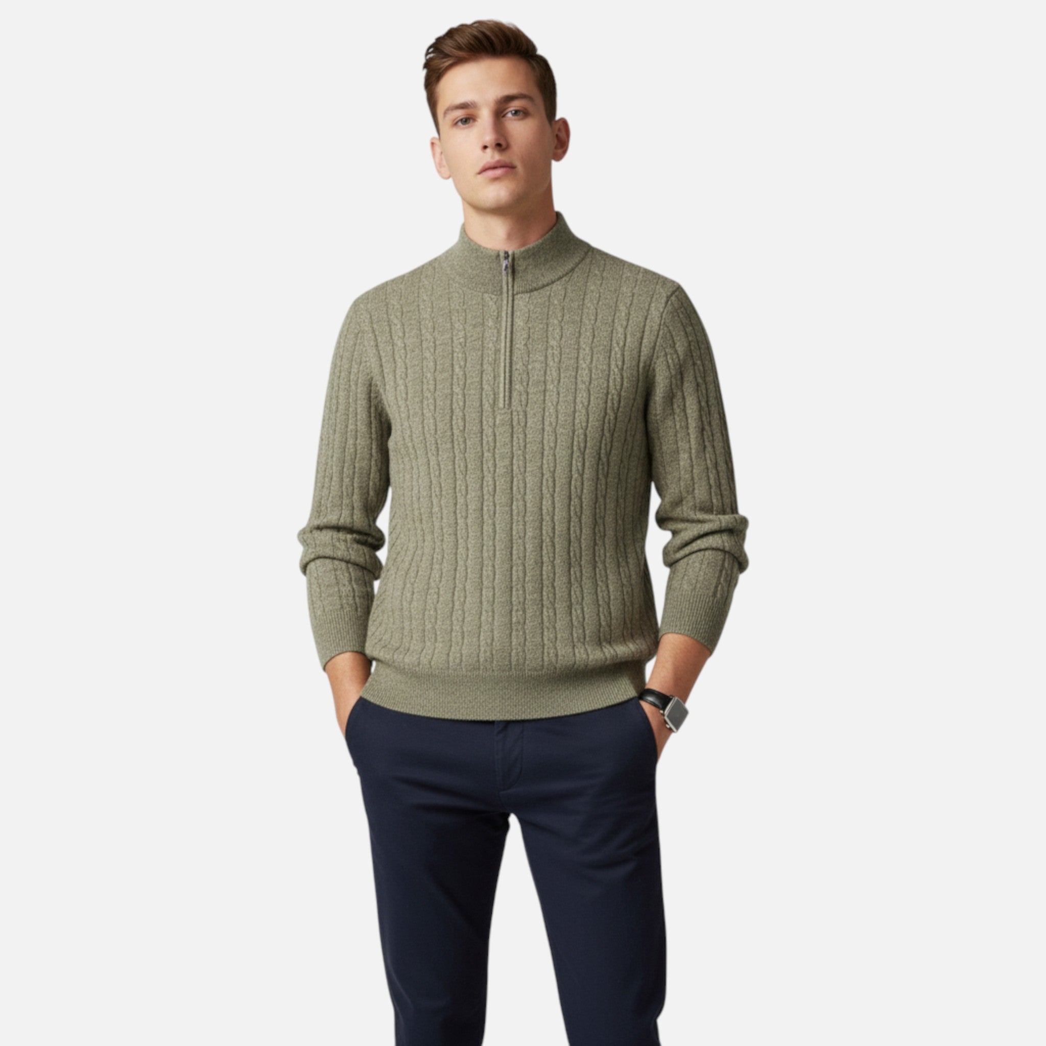 Vellardo Moda | Men's Zipper Sweater in Old Money Style