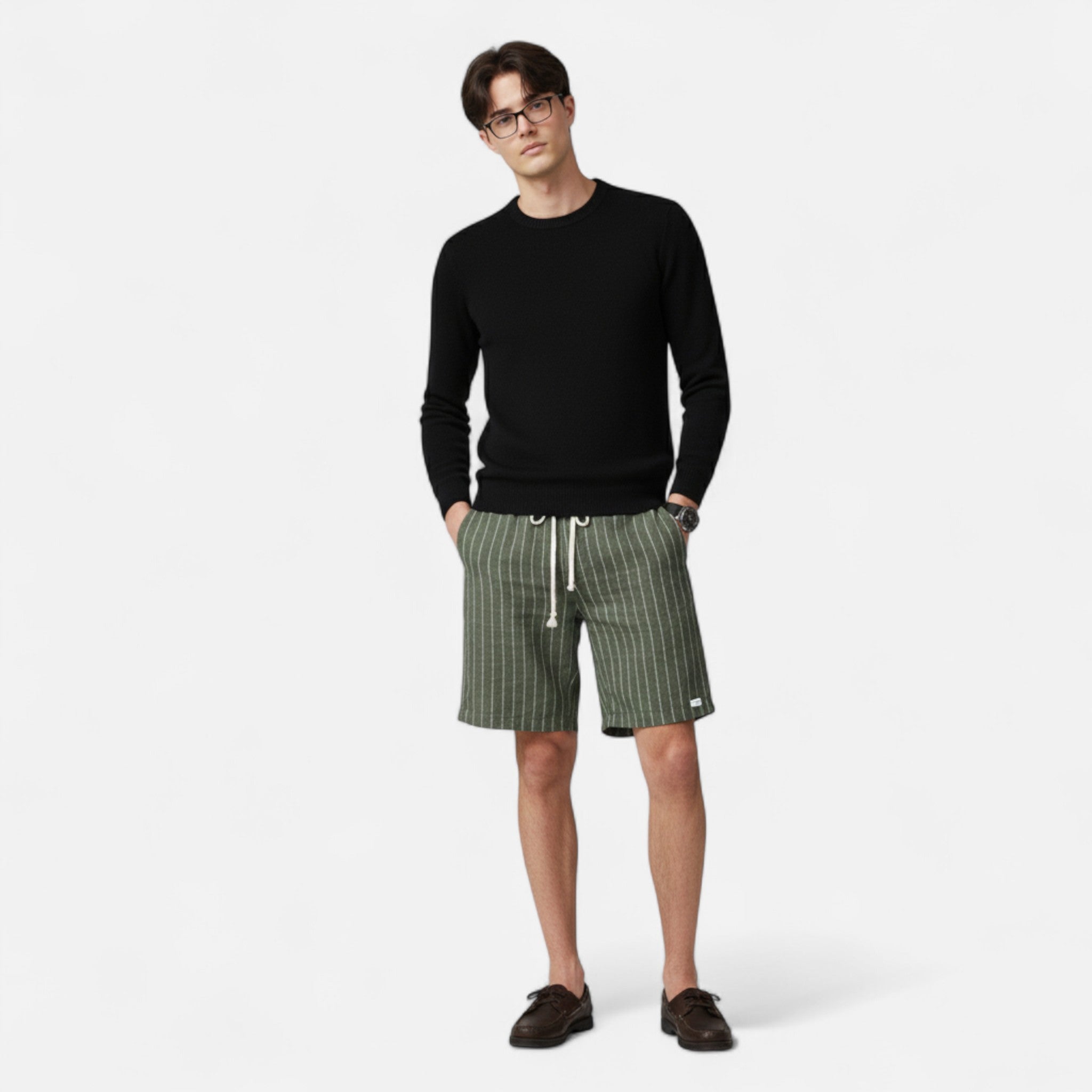Vellardo Moda | Men's Linen Striped Shorts – Summer Elegance