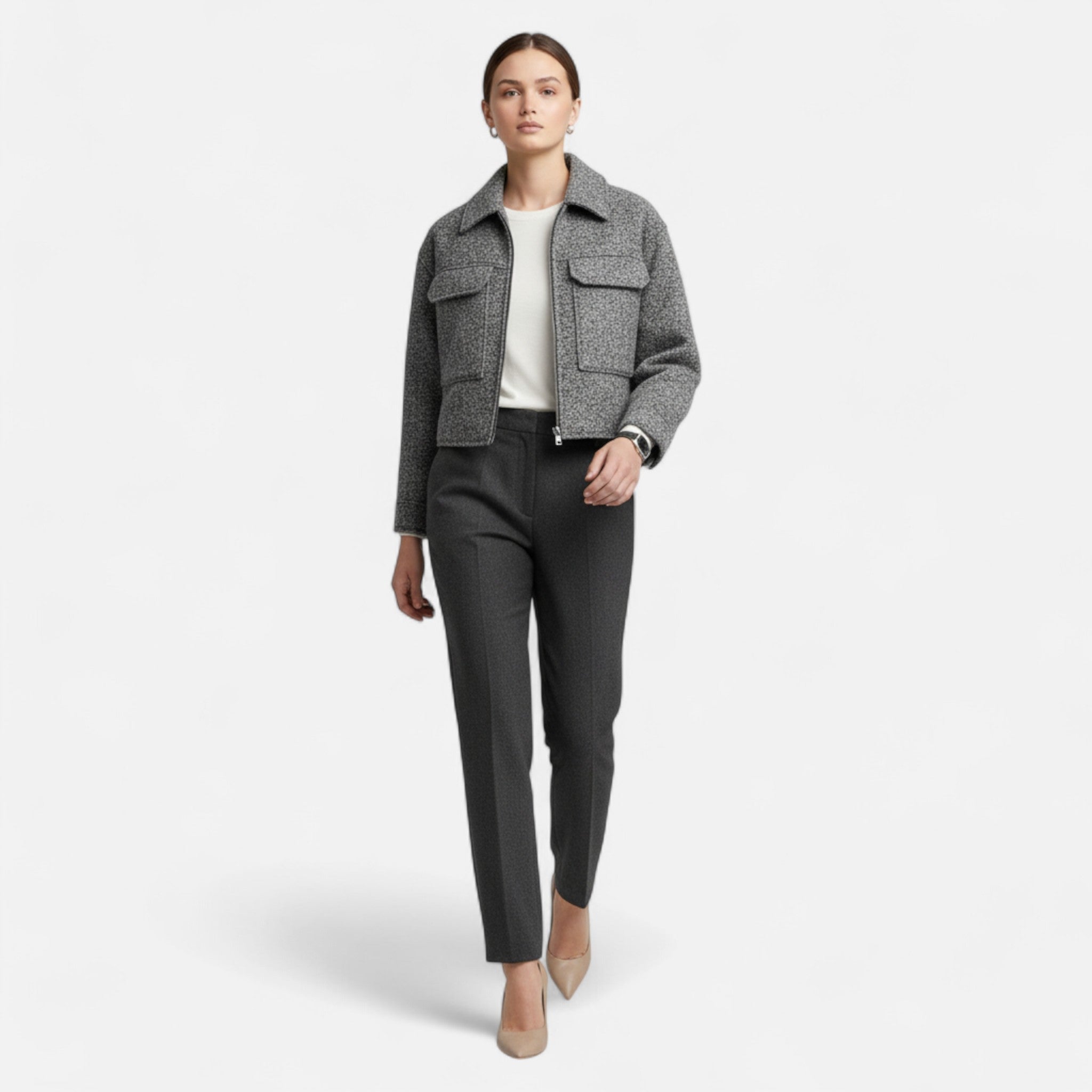 Vellardo Moda | Women's Tweed Oversized Blazer – Classic Elegance