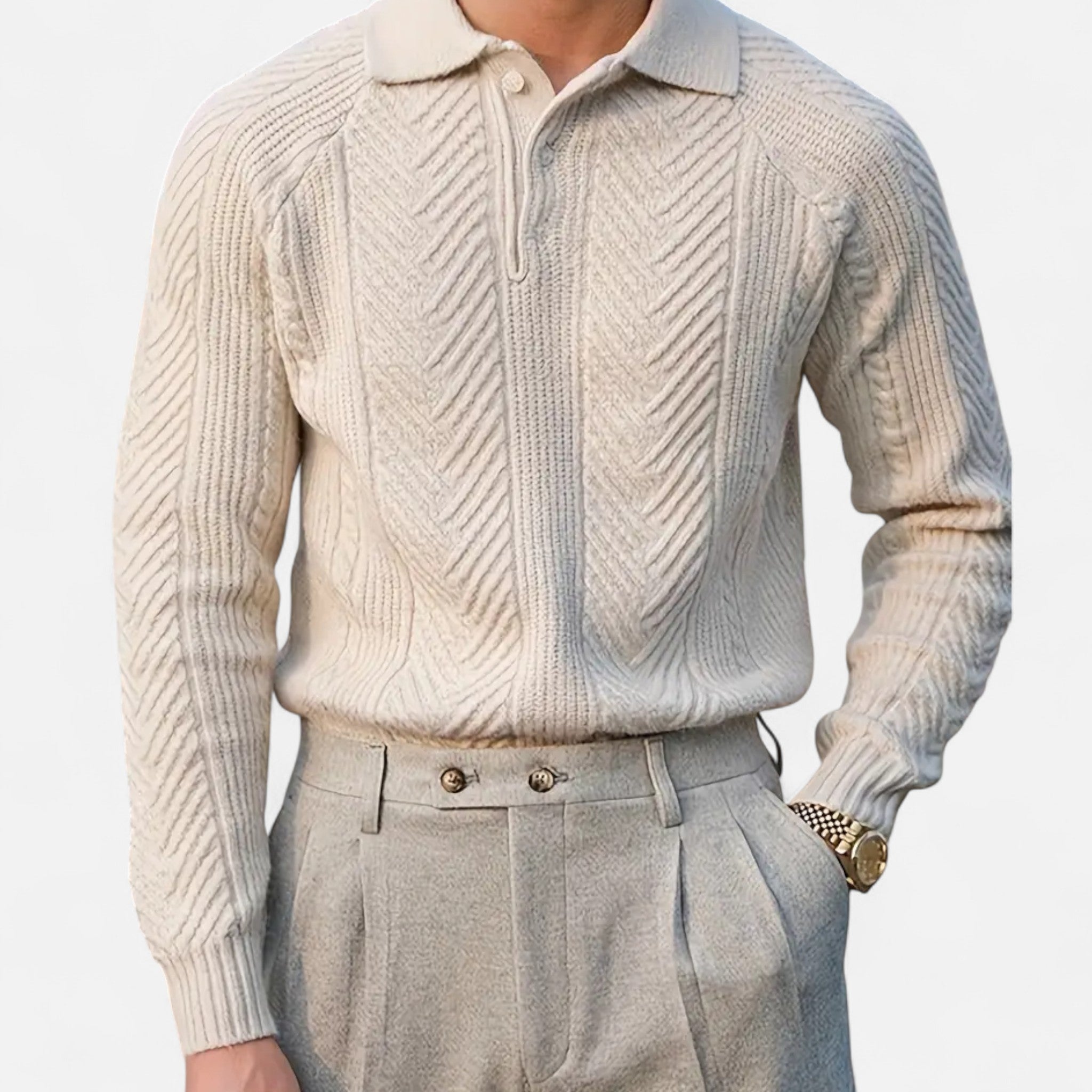 Vellardo Moda | Men's Retro Sweater with Semi-Open Neckline – Style and Warmth in One