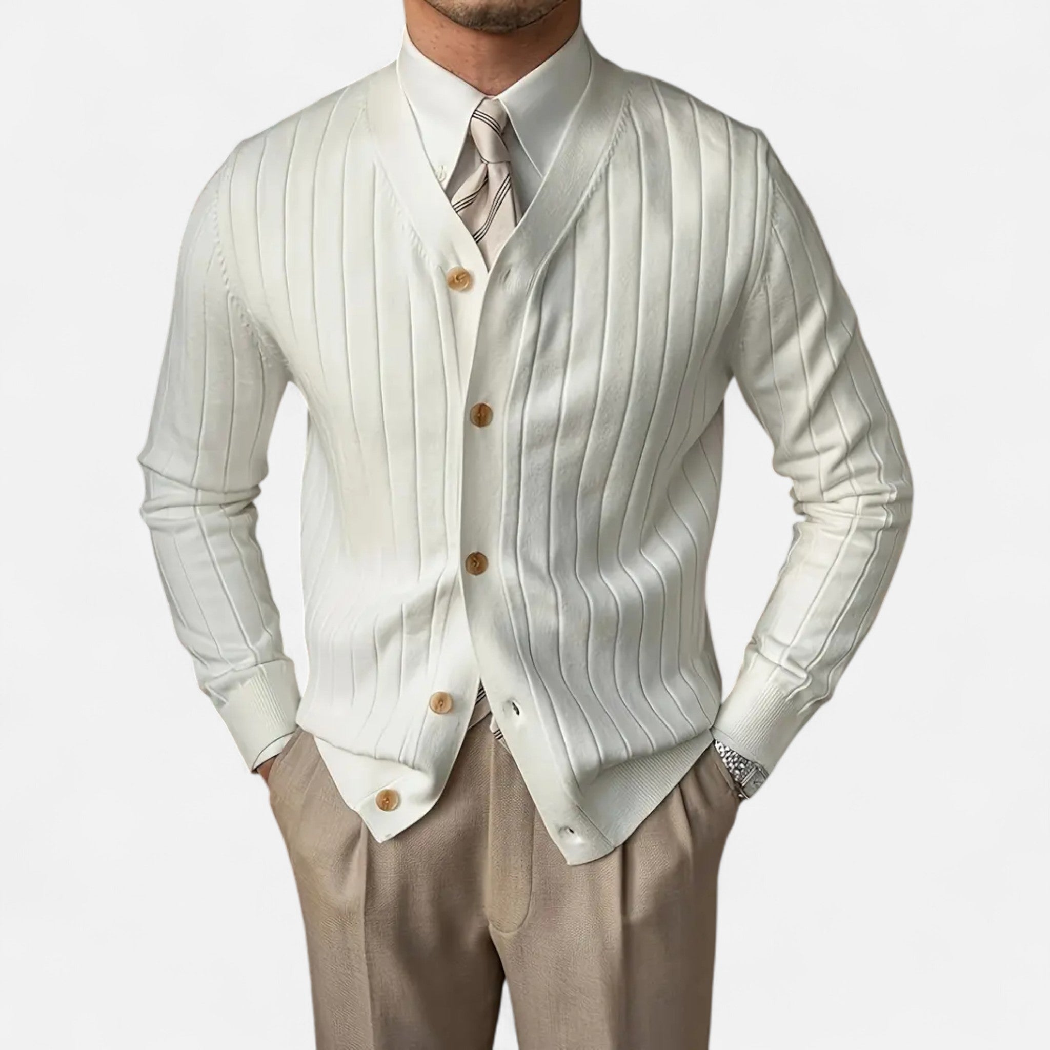 Vellardo Moda | Men's Wool Cardigan – Slim Fit and V-Neck