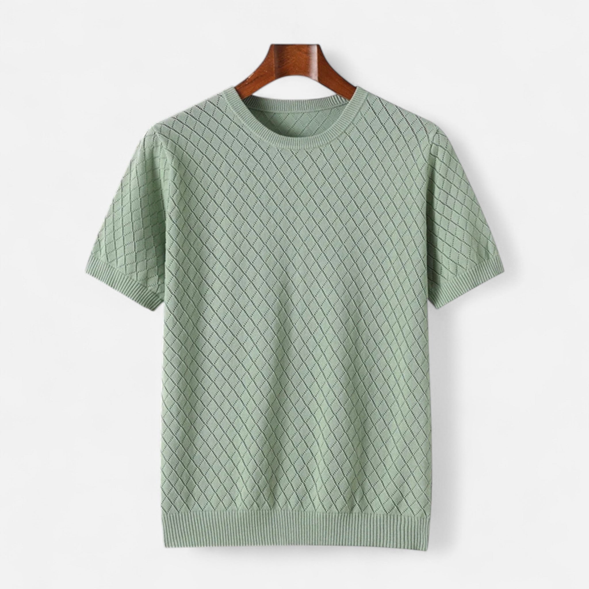 Vellardo Moda | Men's Cotton Shirt – Mesh Pattern in Diamonds