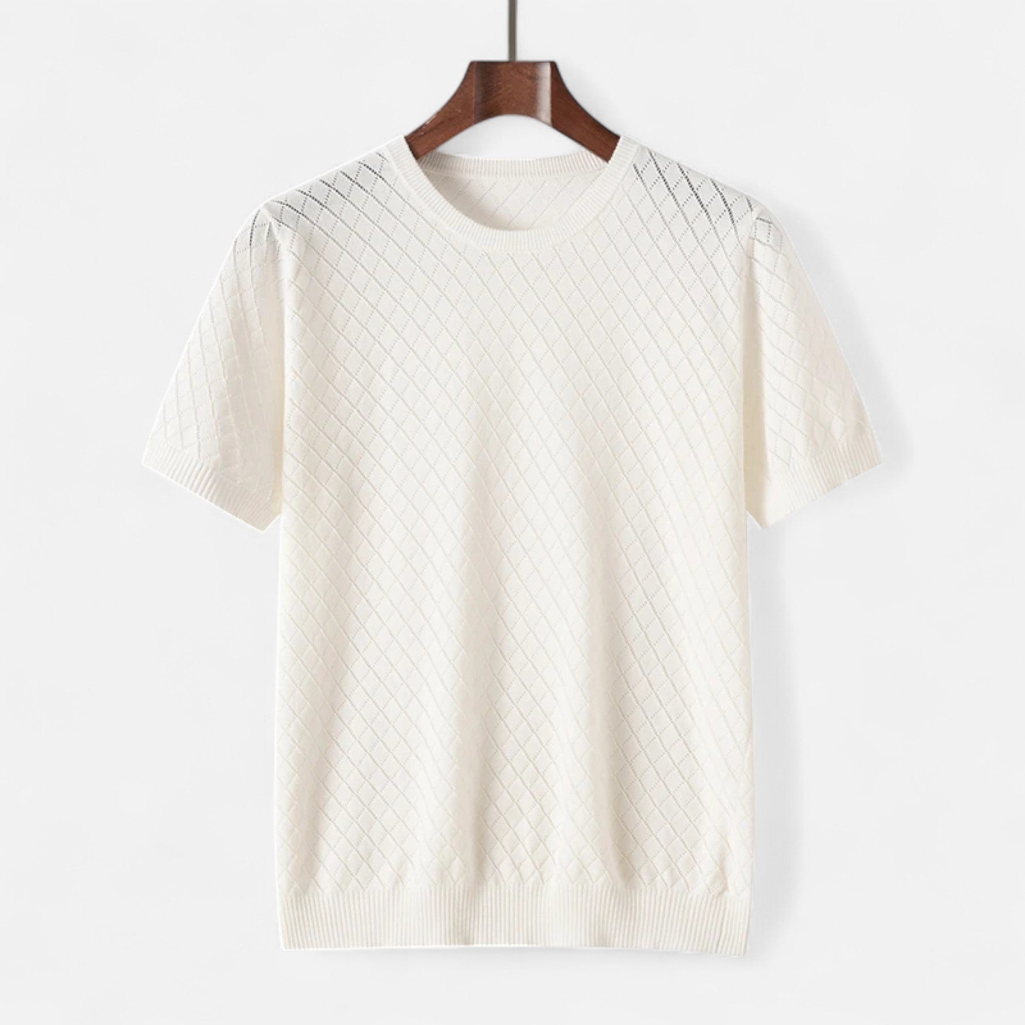 Vellardo Moda | Men's Cotton Shirt – Mesh Pattern in Diamonds