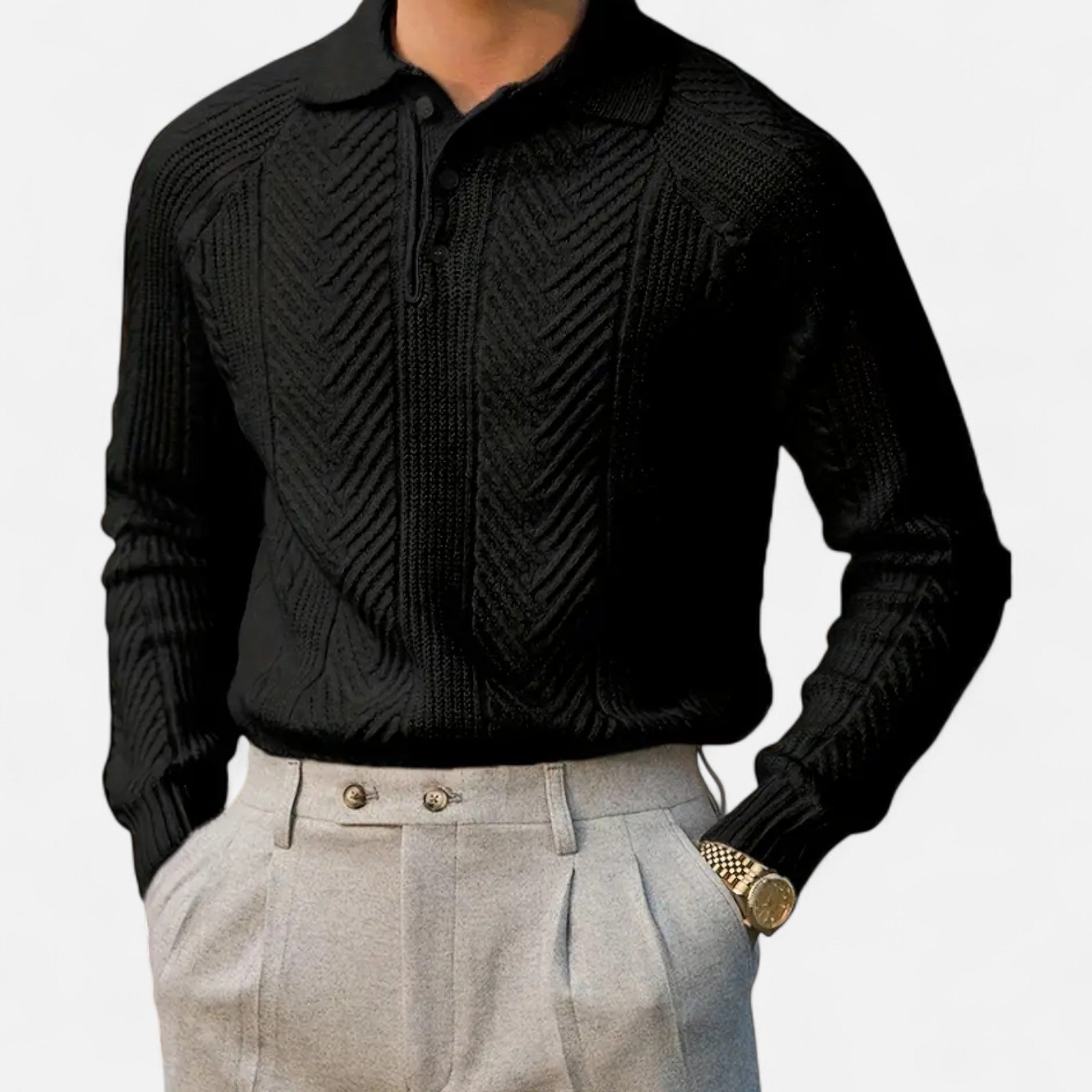 Vellardo Moda | Men's Retro Sweater with Semi-Open Neckline – Style and Warmth in One