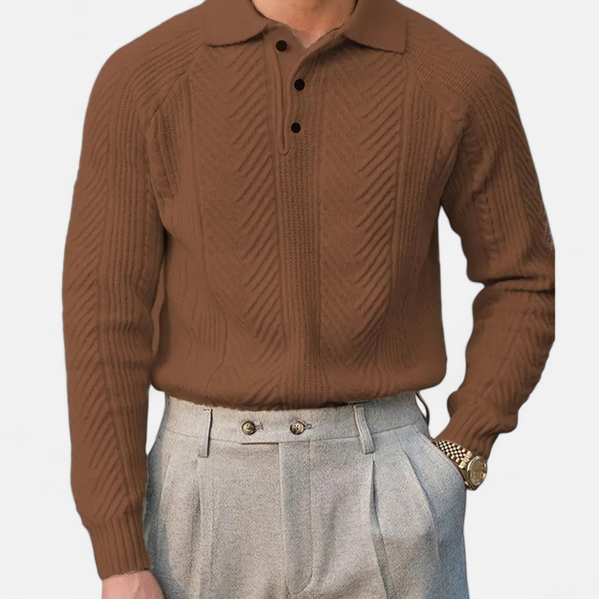 Vellardo Moda | Men's Retro Sweater with Semi-Open Neckline – Style and Warmth in One