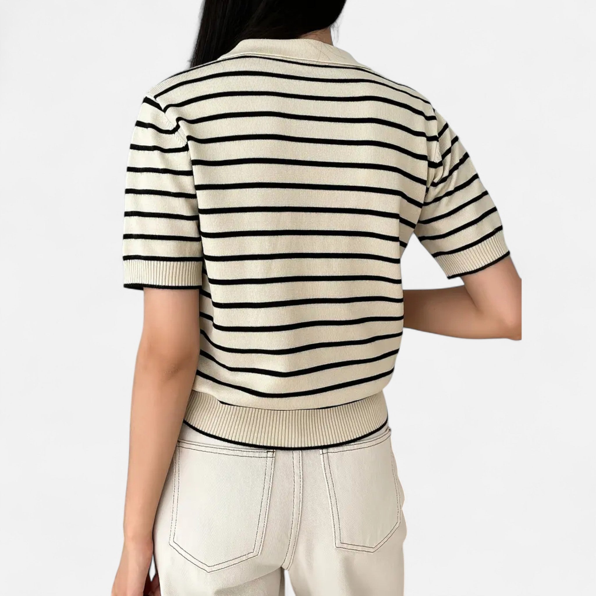Vellardo Moda | Women's Striped Knit T-Shirt – Short Sleeve