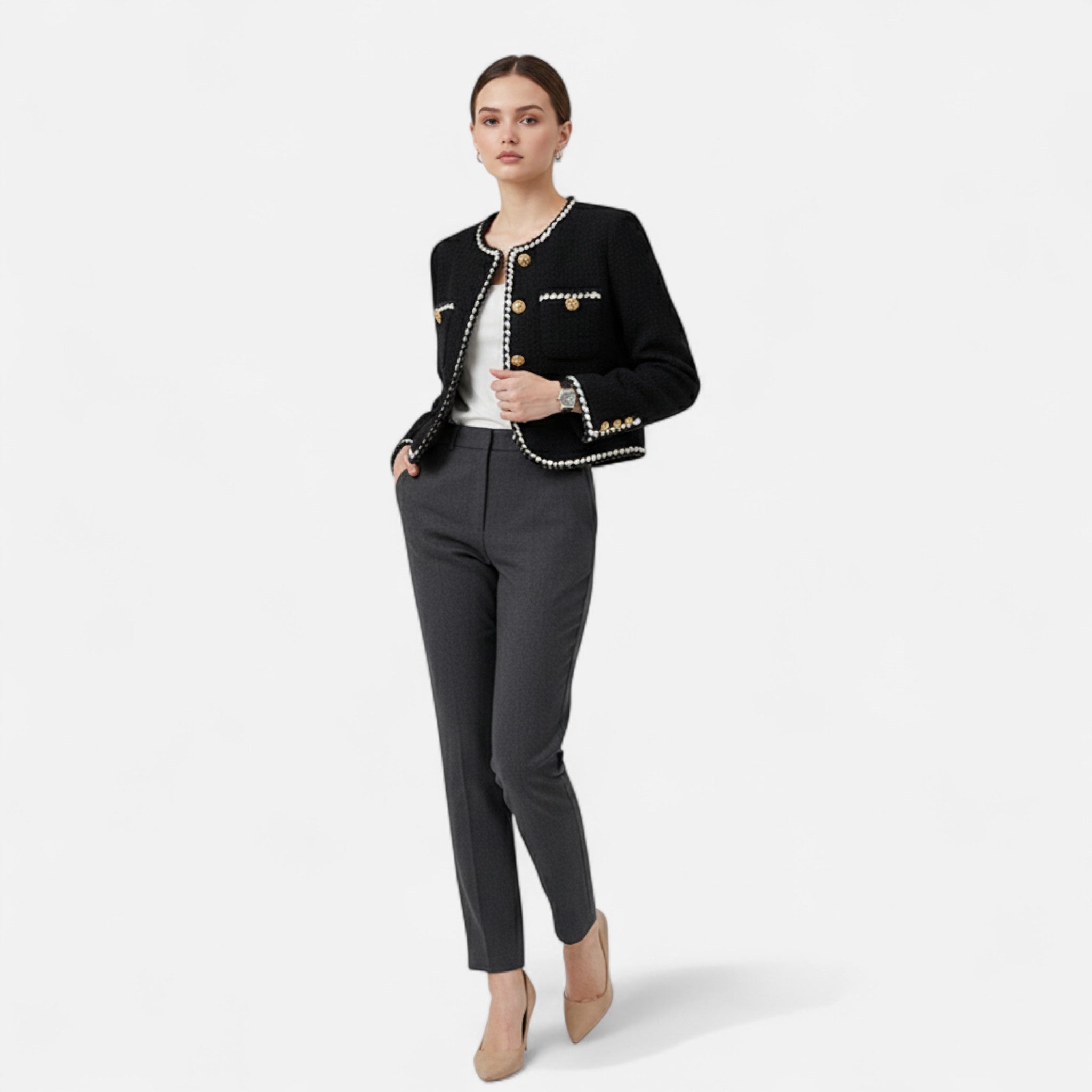 Vellardo Moda | Women's Short Tweed Jacket – Timeless Elegance