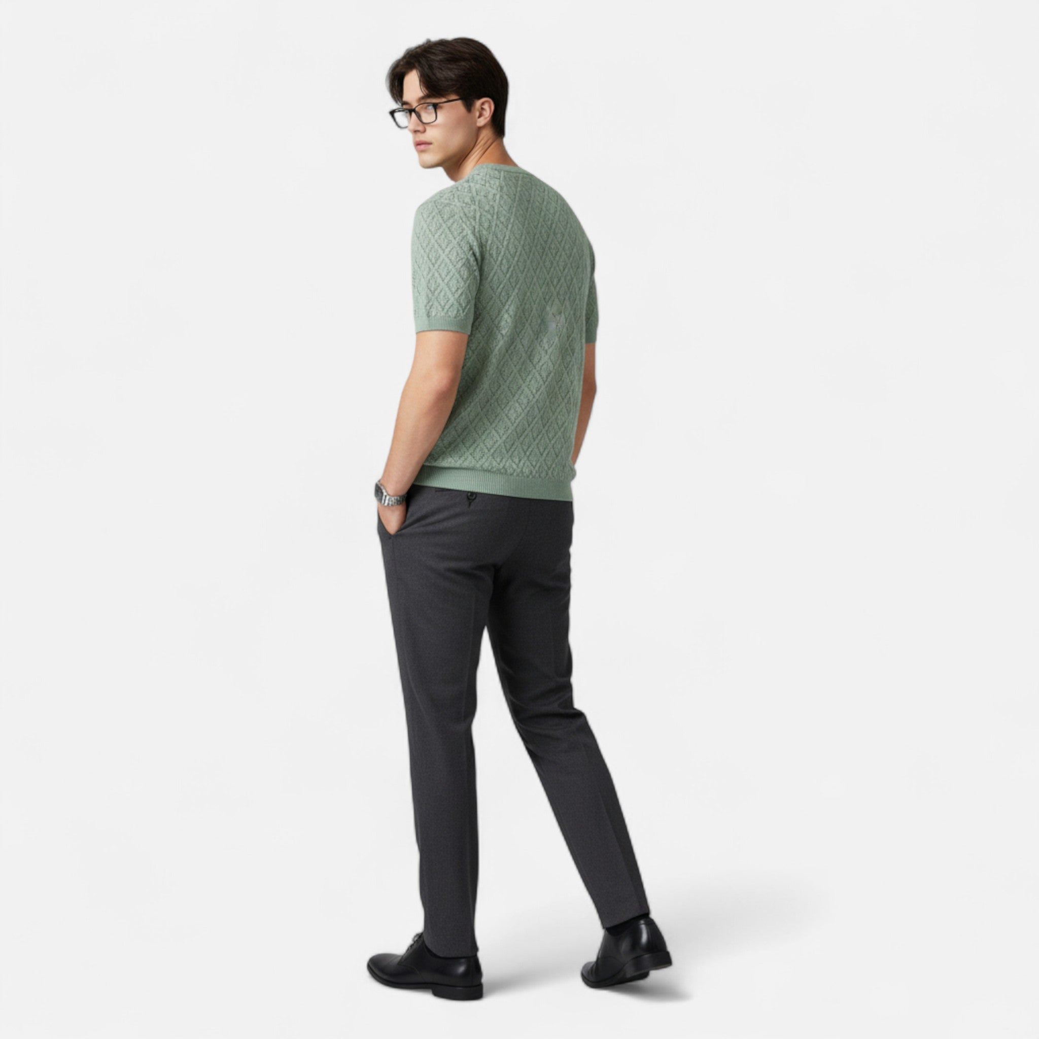 Vellardo Moda | Men's Cotton Shirt – Mesh Pattern in Diamonds