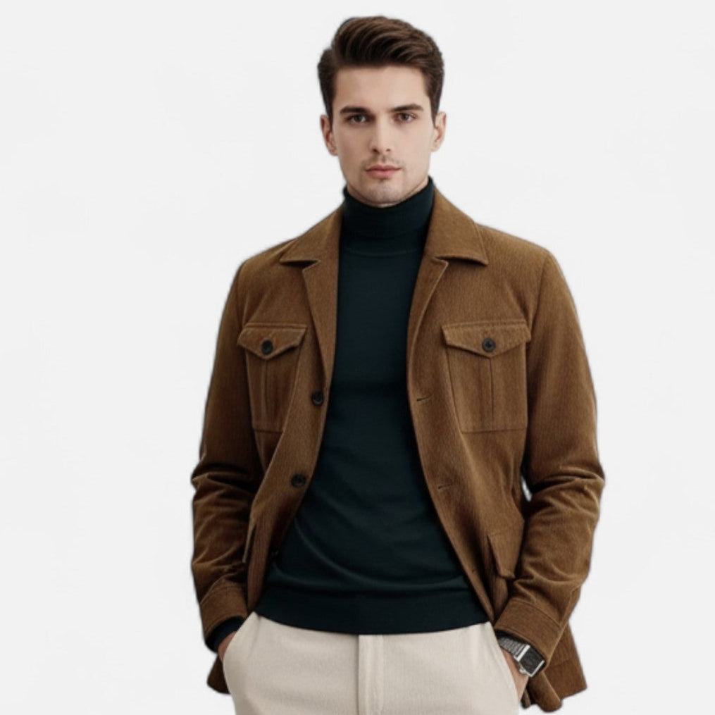 Vellardo Moda | Men's Corduroy Blazer – Brown Retro Style