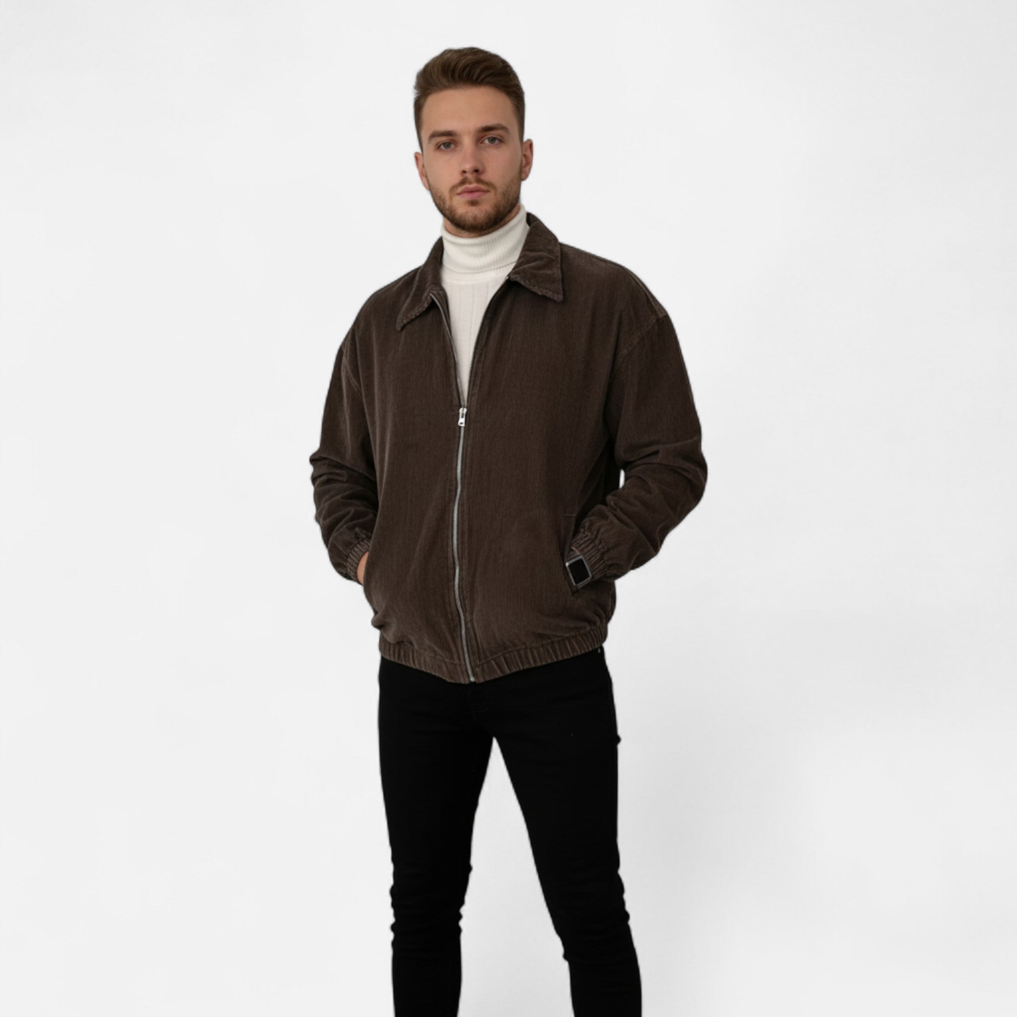 Vellardo Moda | Men's Ribbed Loose Fit Jacket – Modern Comfort and Style