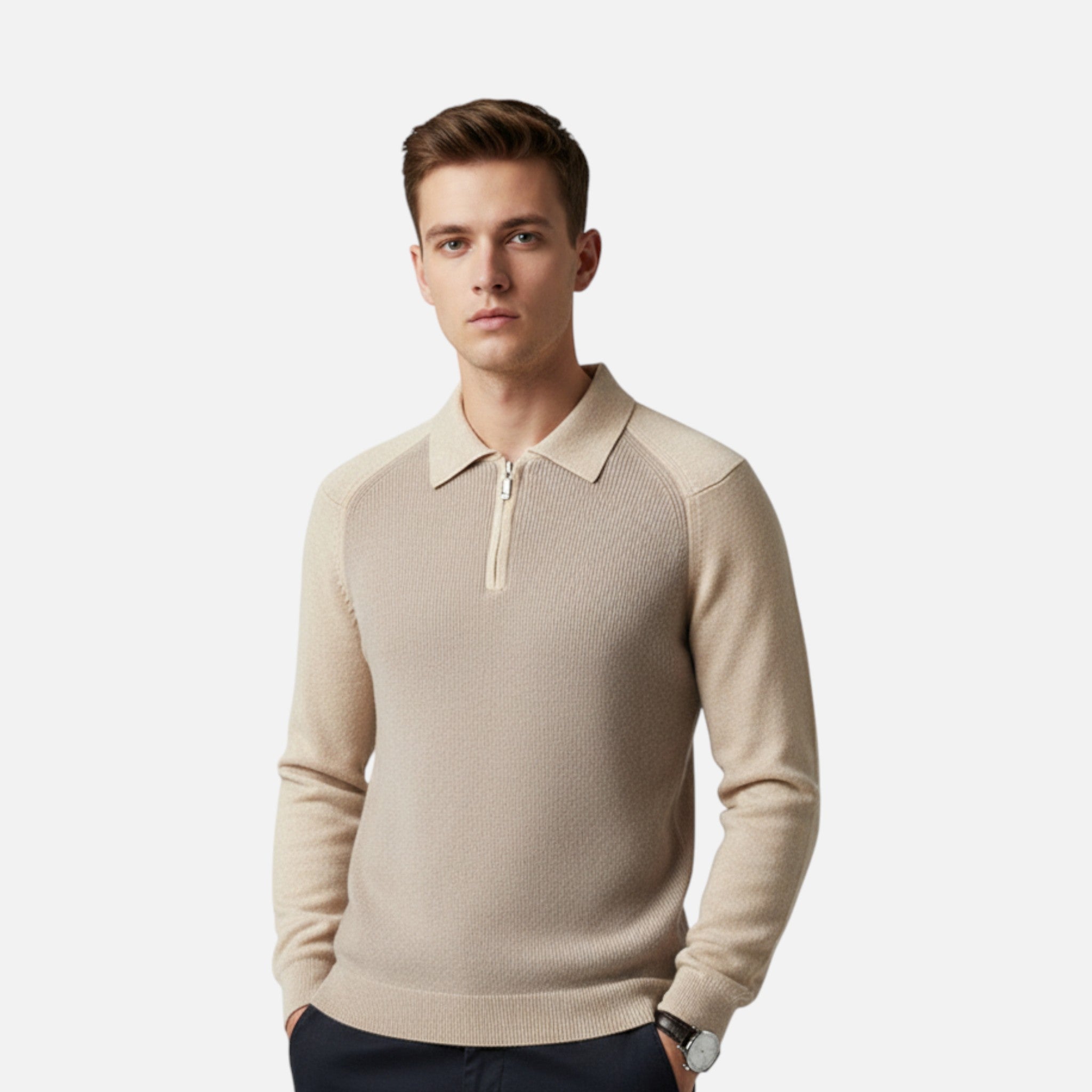 Vellardo Moda | Men's Half-Zip Sweater – Contrasting Elegance and Comfort