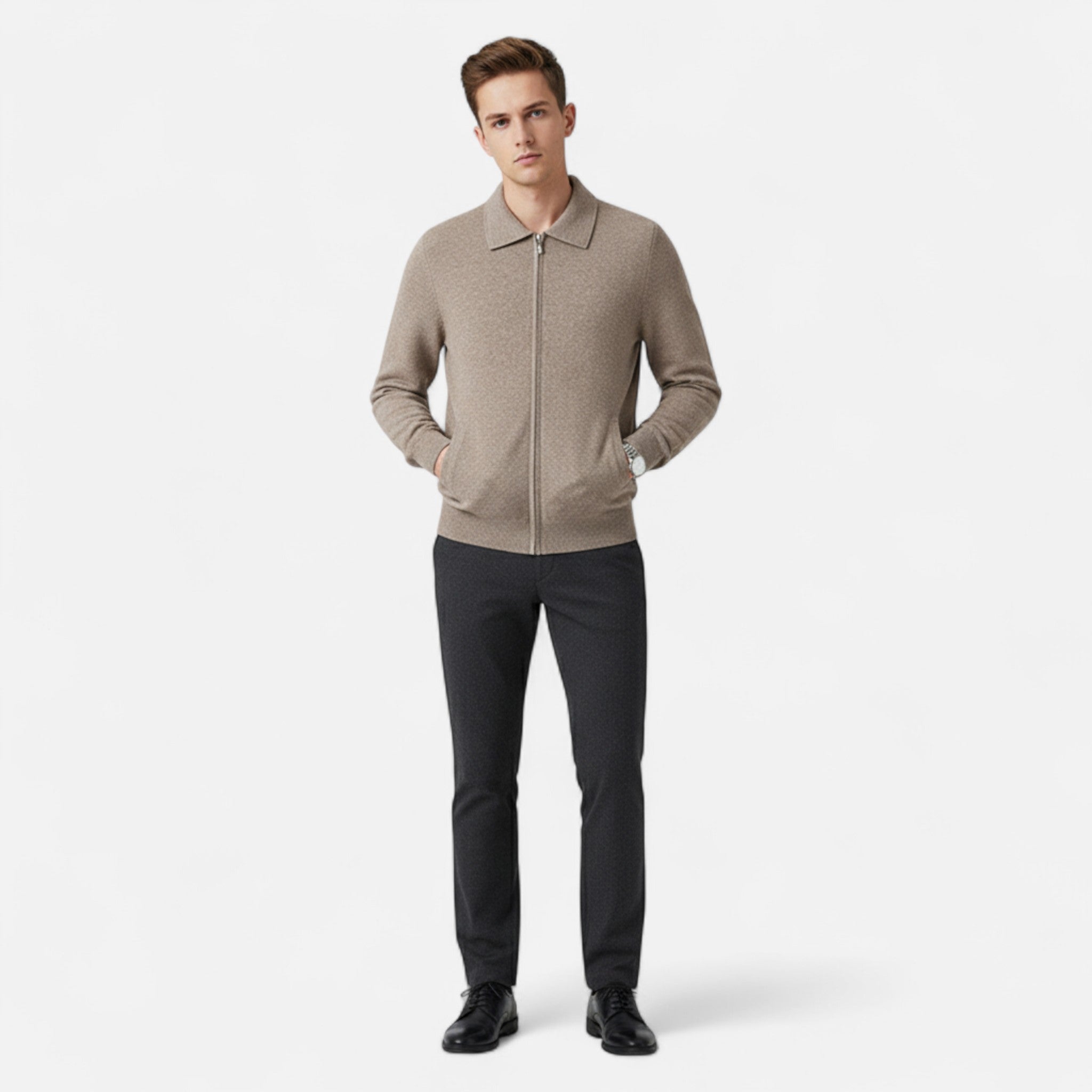 Vellardo Moda | Men's Merino Zip Sweater – Classic Elegance