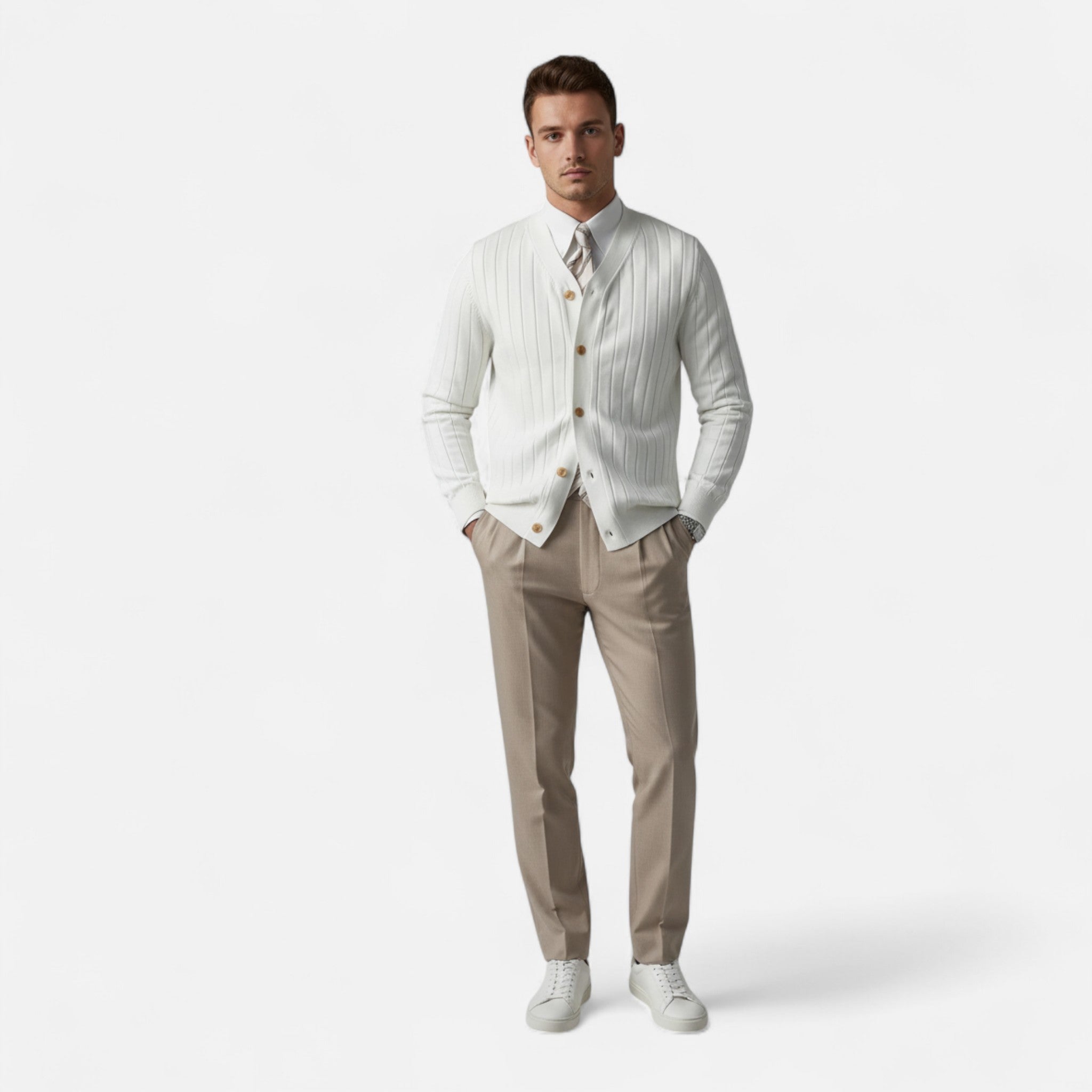 Vellardo Moda | Men's Wool Cardigan – Slim Fit and V-Neck