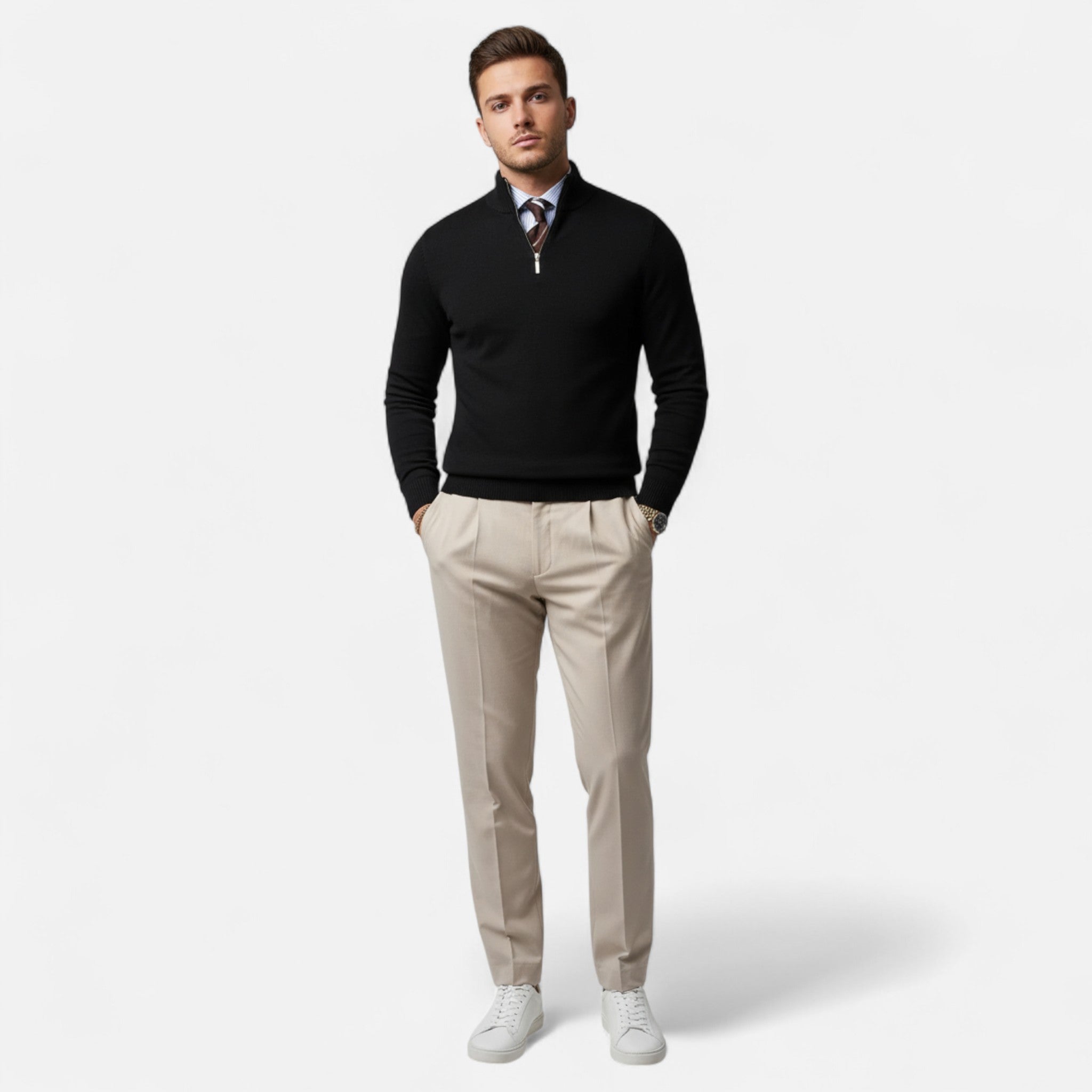 Vellardo Moda | Men's Knitted Cardigan – Casual Elegance with a Zipper