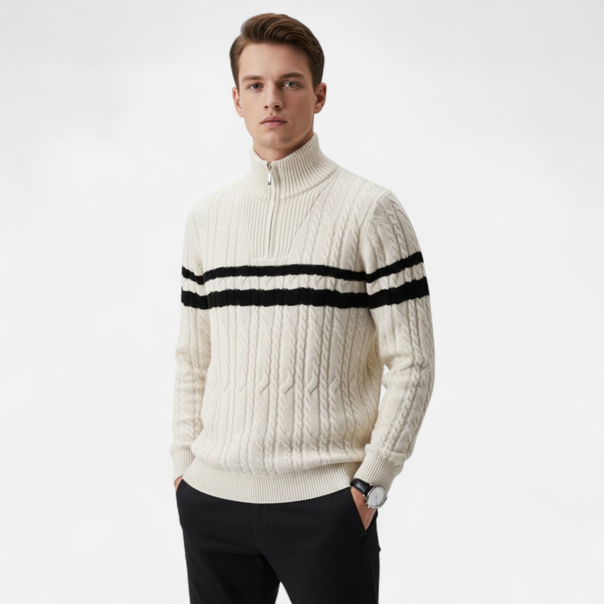 Vellardo Moda | Men's High Collar Zipper Sweater