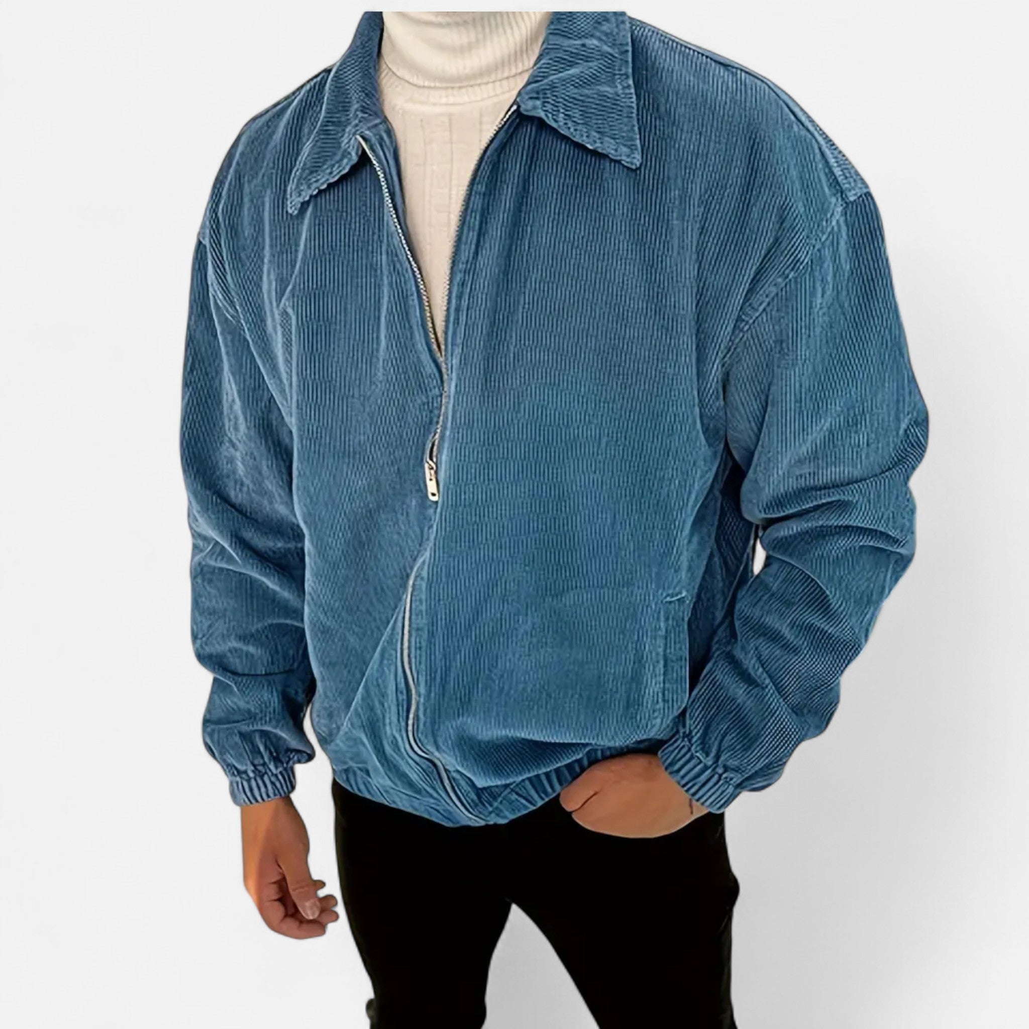 Vellardo Moda | Men's Ribbed Loose Fit Jacket – Modern Comfort and Style