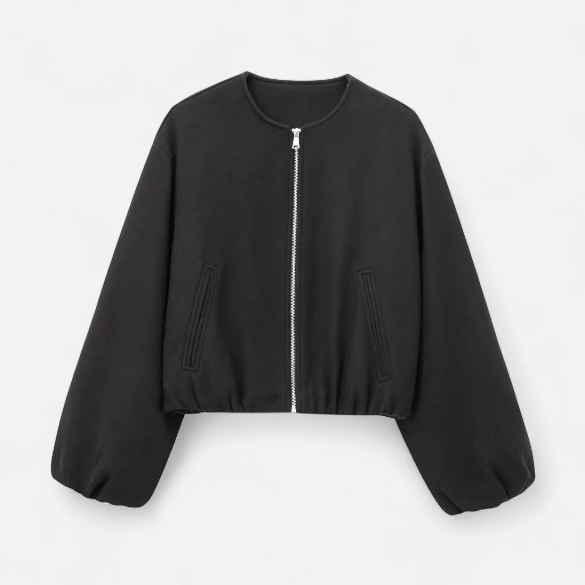 Vellardo Moda | Women's Soft Bomber Jacket with Round Neck – Elegant Comfort
