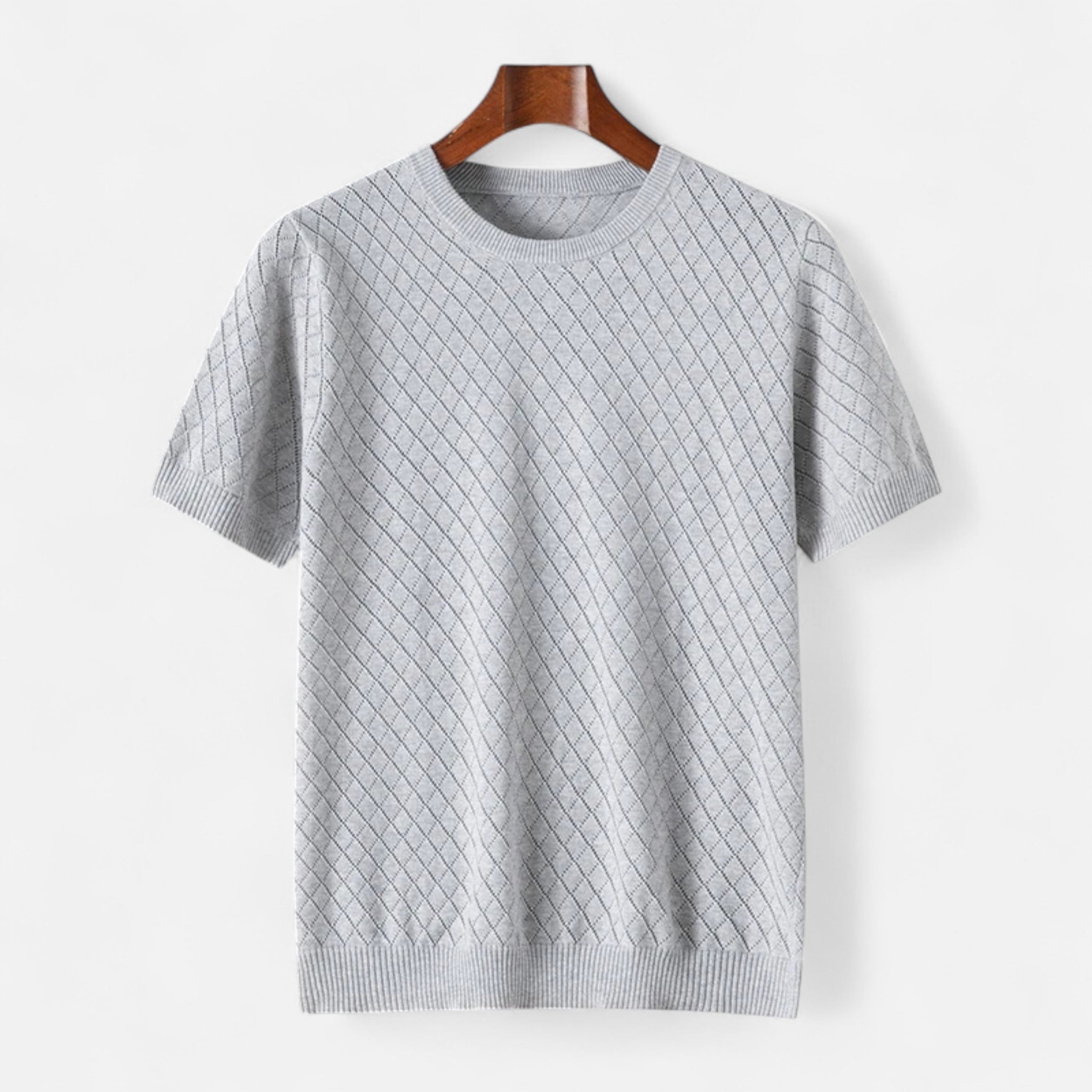 Vellardo Moda | Men's Cotton Shirt – Mesh Pattern in Diamonds