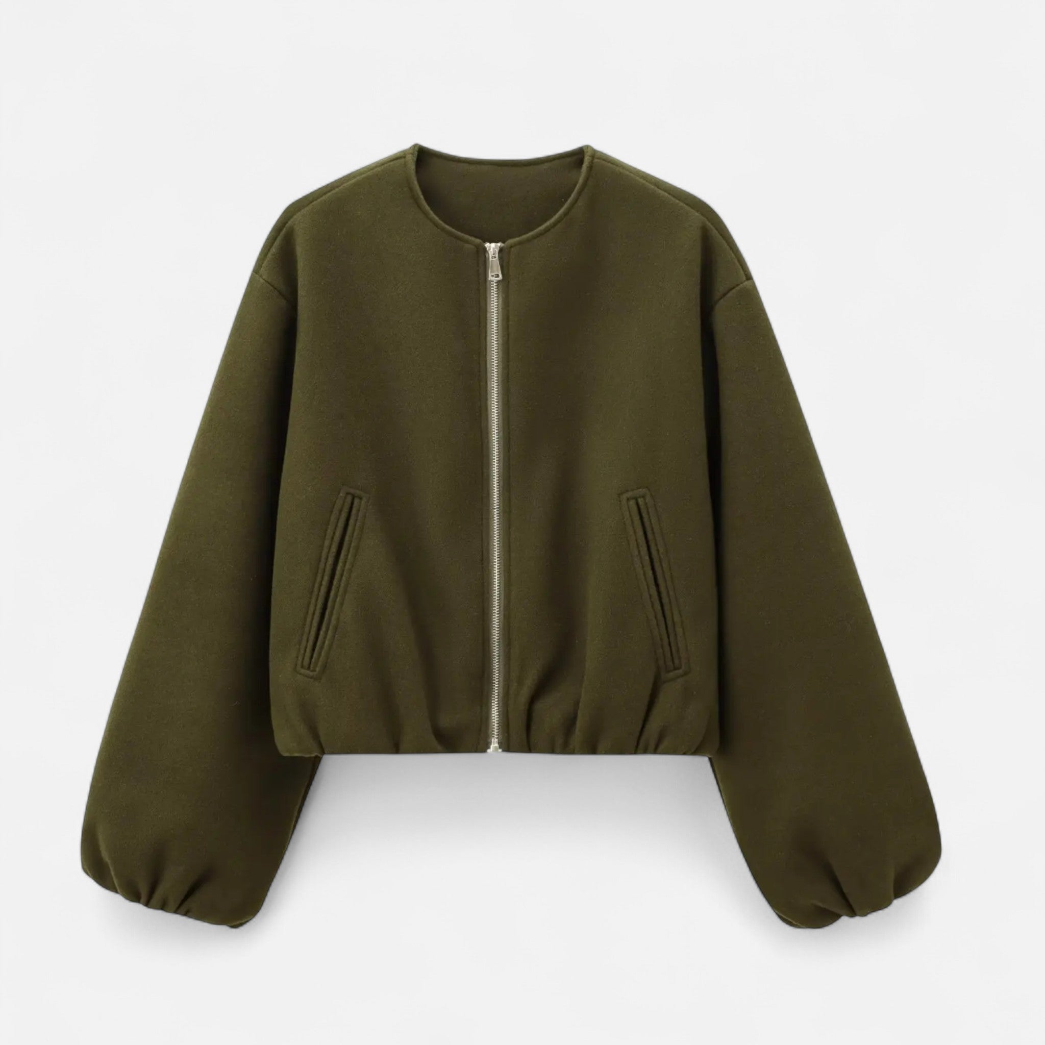 Vellardo Moda | Women's Soft Bomber Jacket with Round Neck – Elegant Comfort