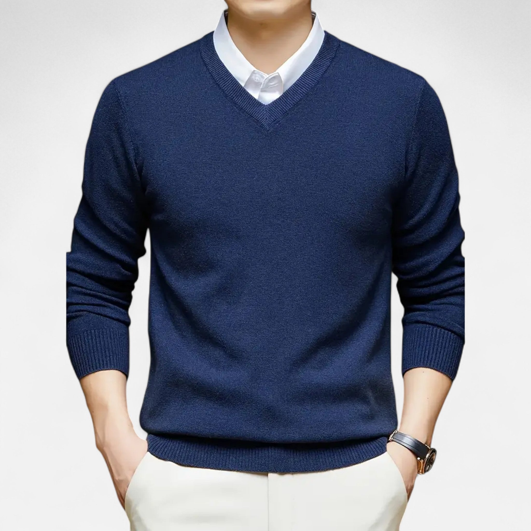 Vellardo Moda | Men's V-Neck Sweater – Brown Classic