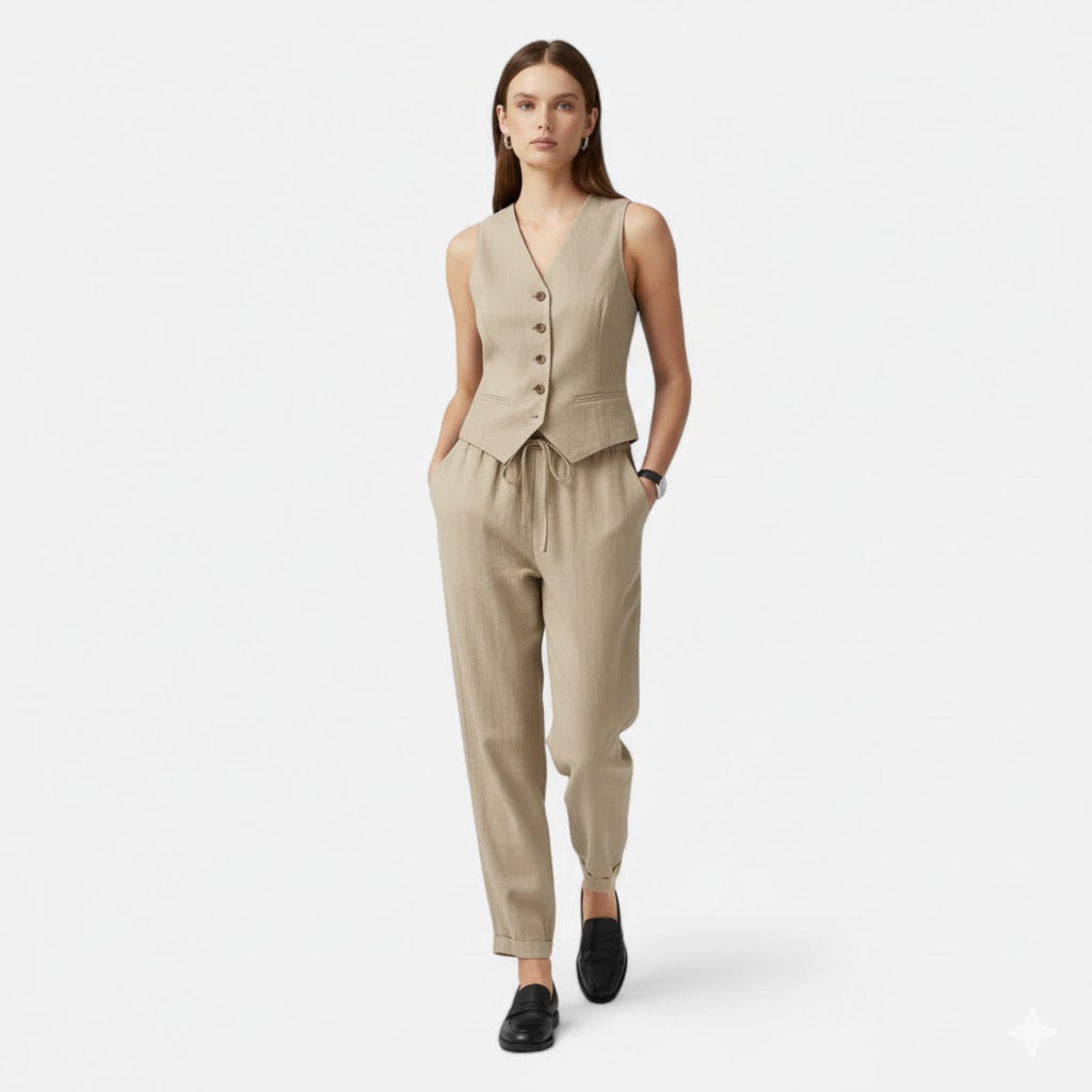 Vellardo Moda | Women's Linen Suit – Vest and Pants